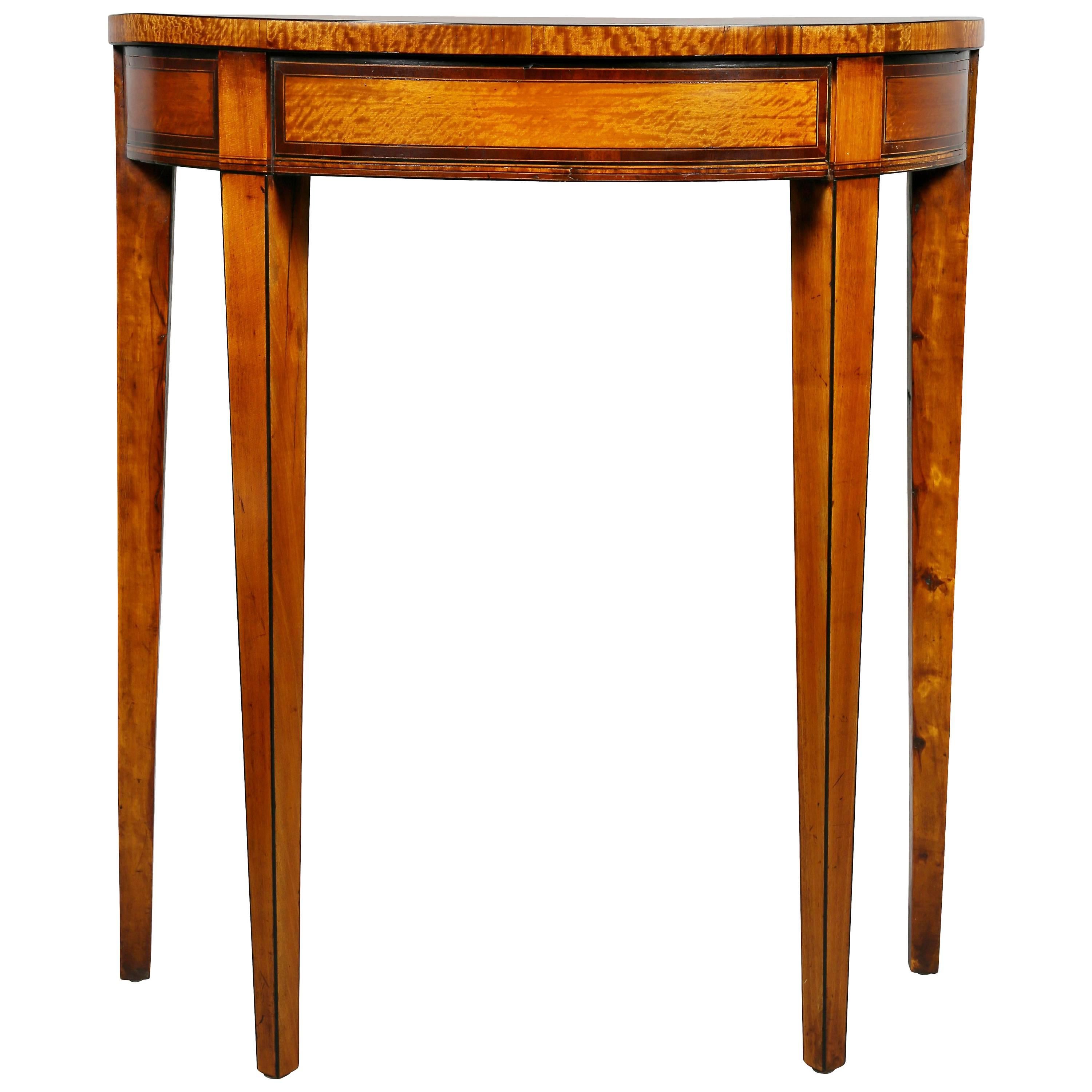 George III Satinwood Demilune Console Table