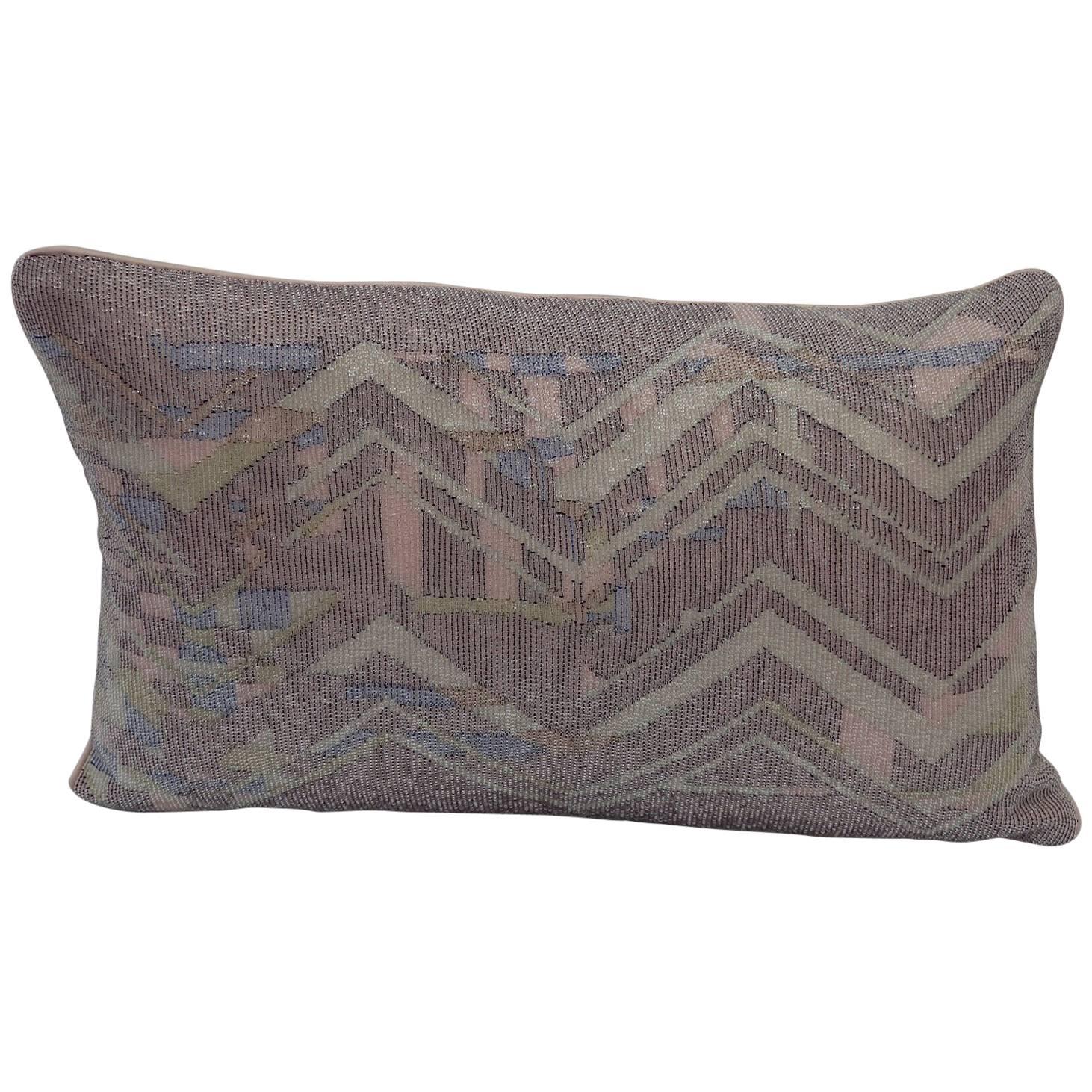 Handcrafted Embroidered Beaded Textile Pillow Geometric Design For Sale