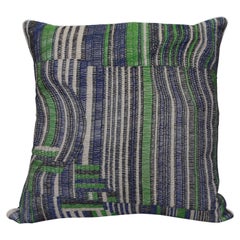 Handcrafted Hand Embroidered Pillow Geometric Design Navy Blue