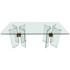 Peter Ghyczy Exclusive Glass and Brass Dining Room Table, 1970s