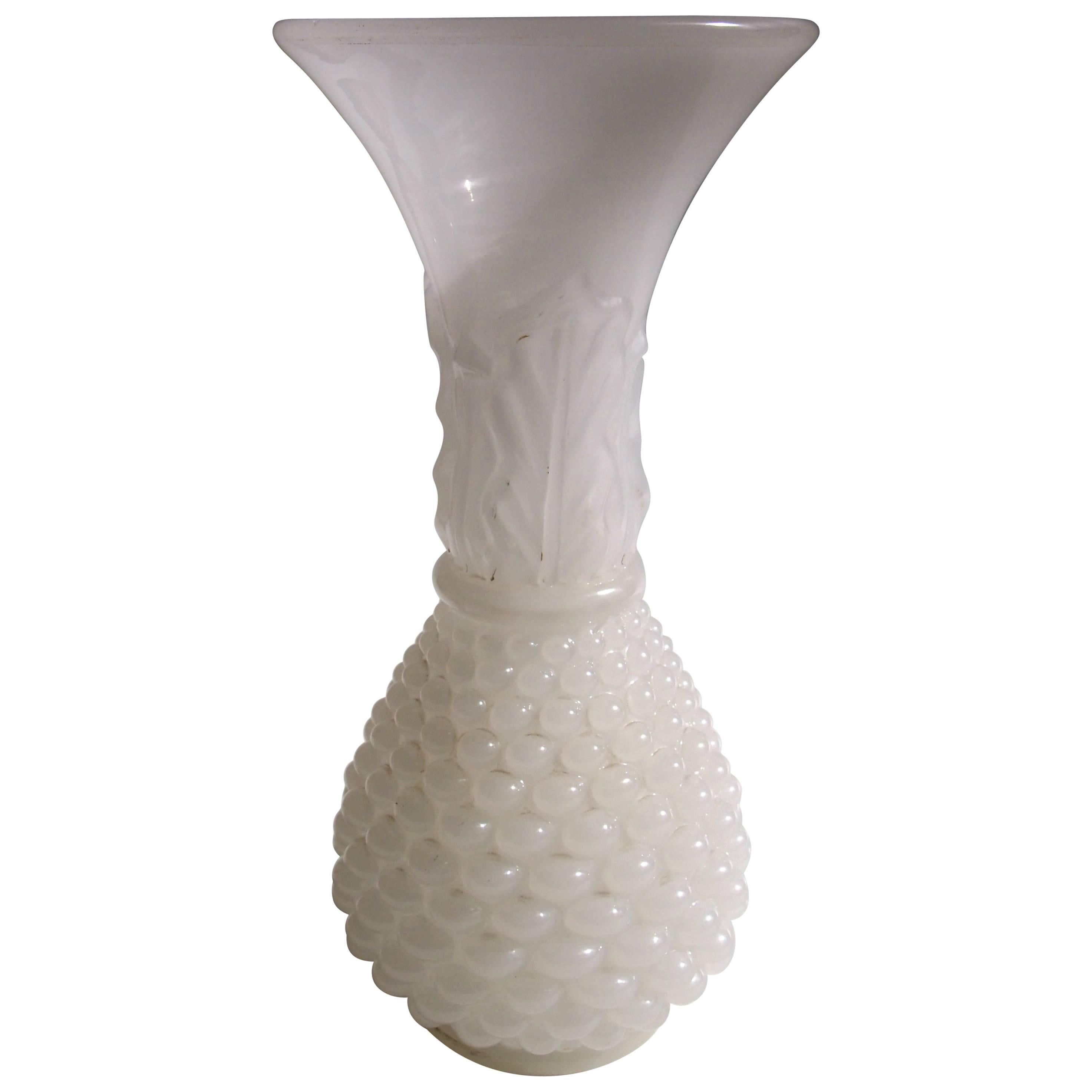 French Louis Philippe Baccarat White Glass Pineapple Vase For Sale