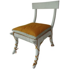 Klismos-Style Chair with Cushion