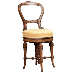 Antique 19th Century Revolving Walnut Music Chair