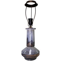 1950s Herman Kähler Danish Grey, Brown and Black Ash Glaze Table Lamp