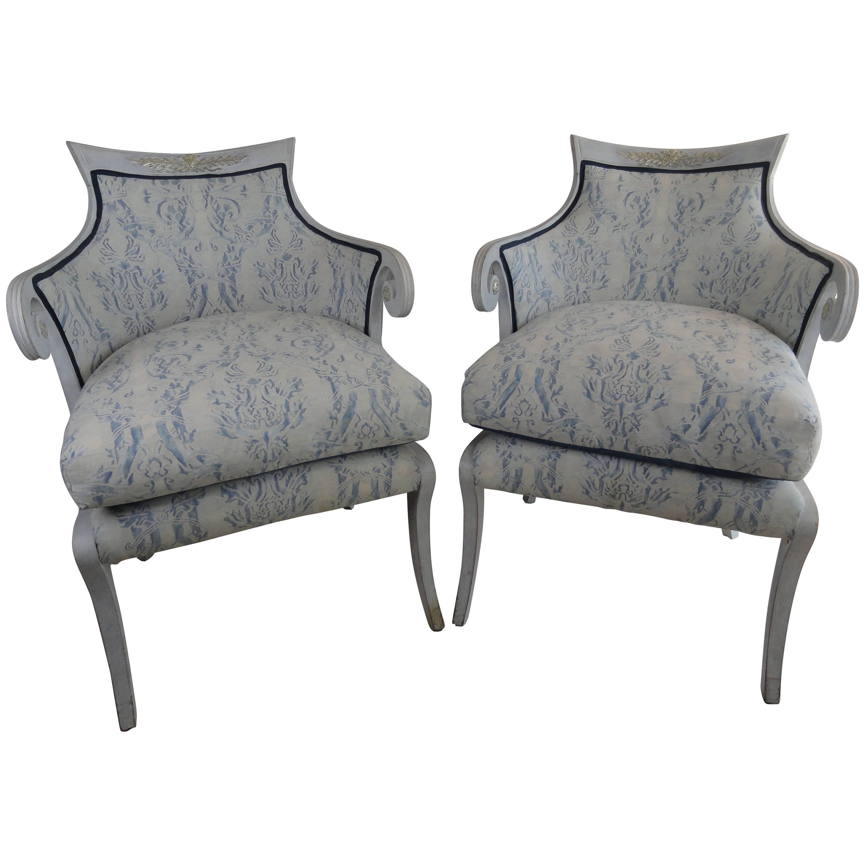 Pair of English Regency Style Fortuny Chairs