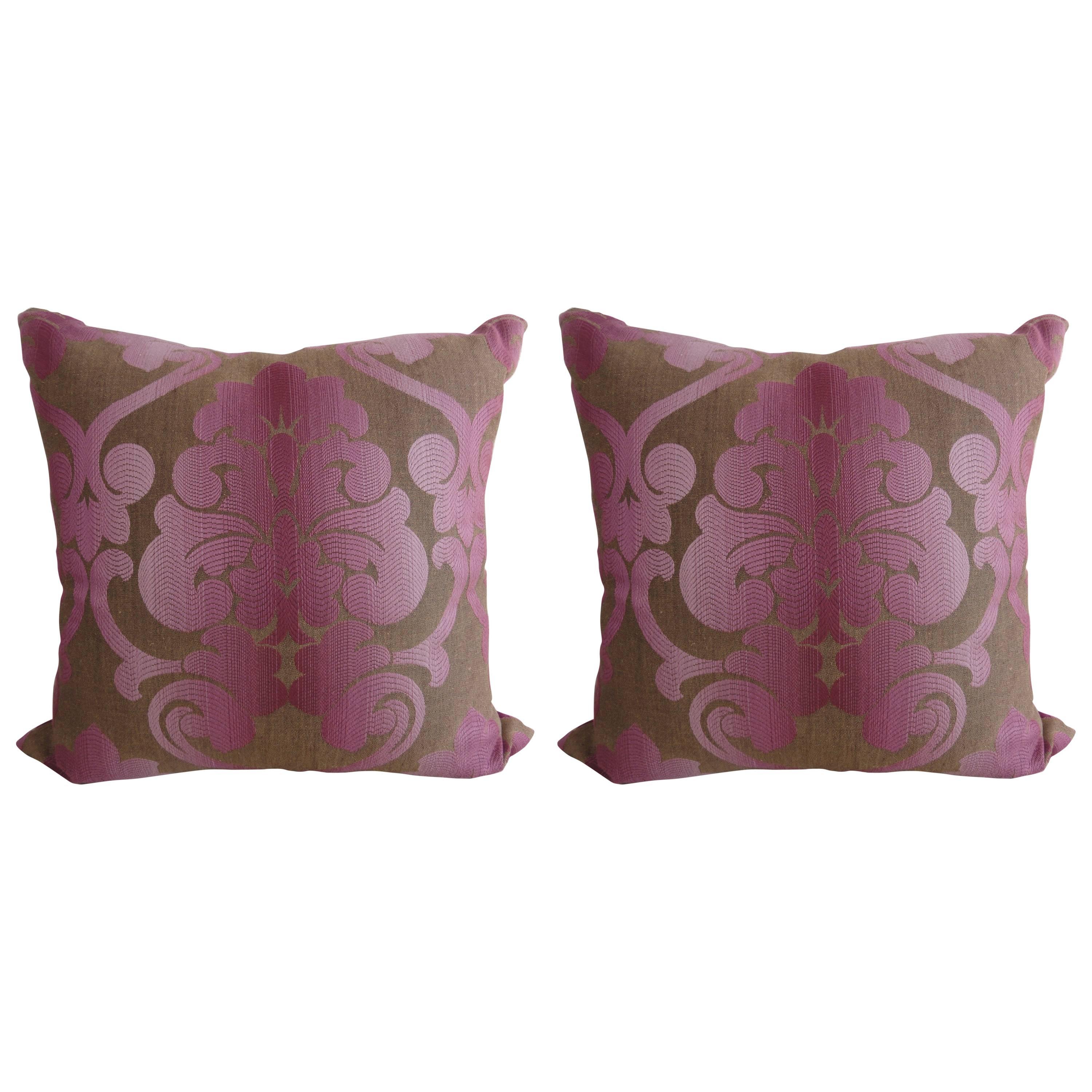 Pair of New Brocade Custom Pillows For Sale