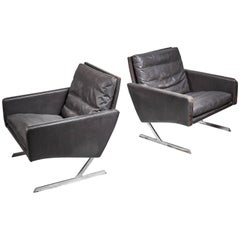 Preben Fabricius Pair of BO 701 Chairs in Dark Brown Leather, Germany, 1970