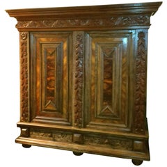 Used 17th Century Early Barack Wedding Amour Burl Walnut Oak Innencave and Drawer