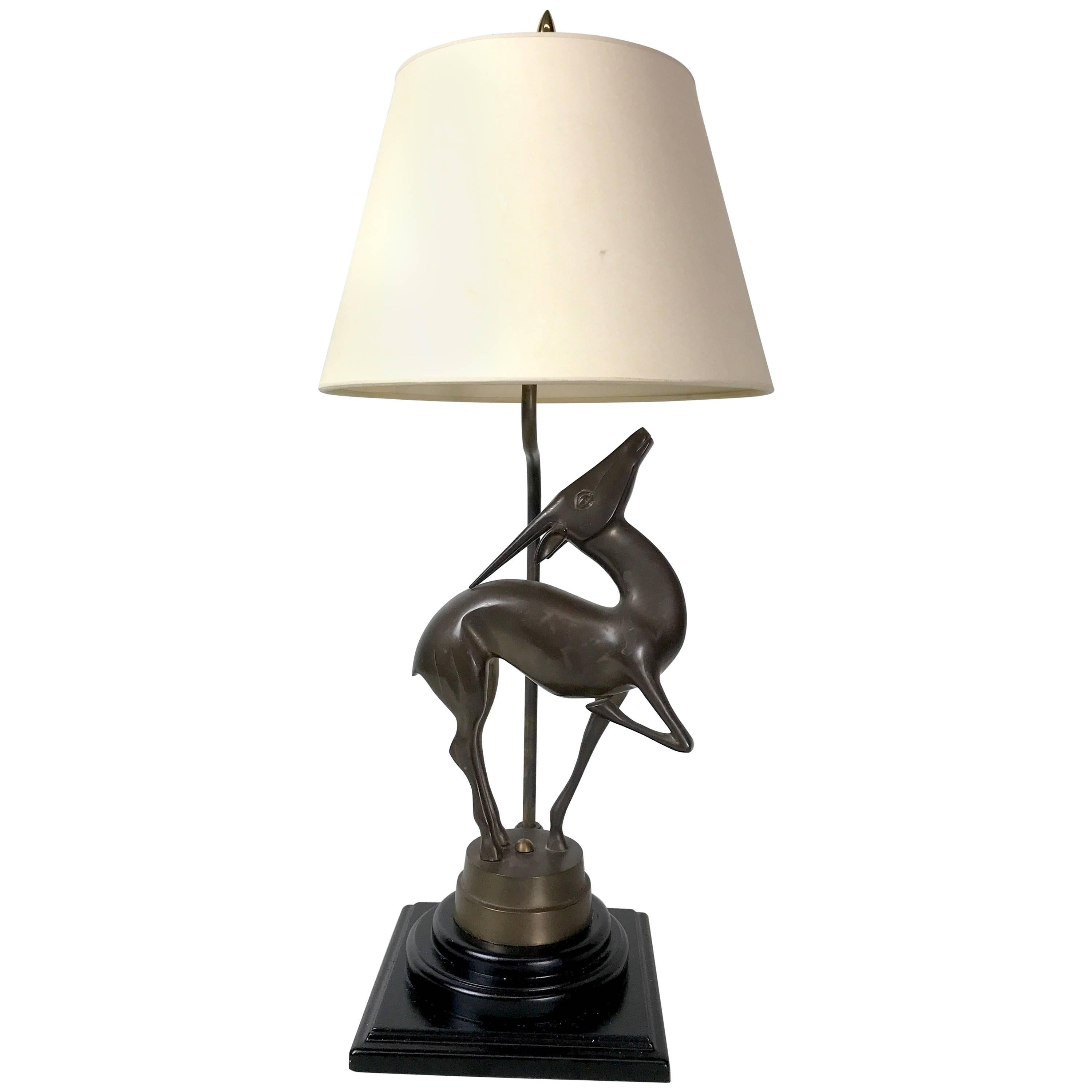 Art Deco Bronze Sculpture of a Deer, Now as a Lamp For Sale