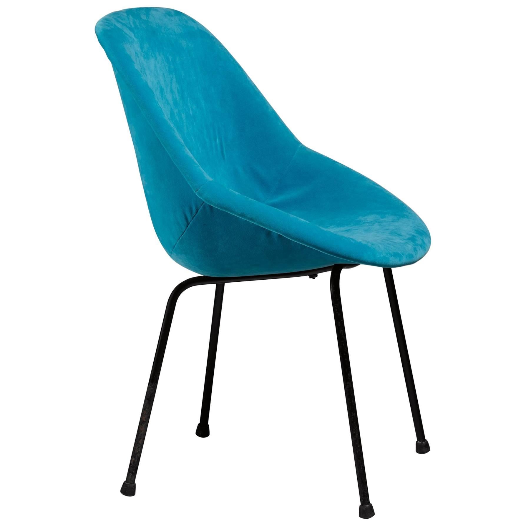 Genevieve Dangles Blue Chair for Burov, France, 1950s For Sale