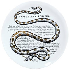 Vintage Piero Fornasetti Fleming Joffe Recipe Plate- Snake A La Cleopatra, 1960s