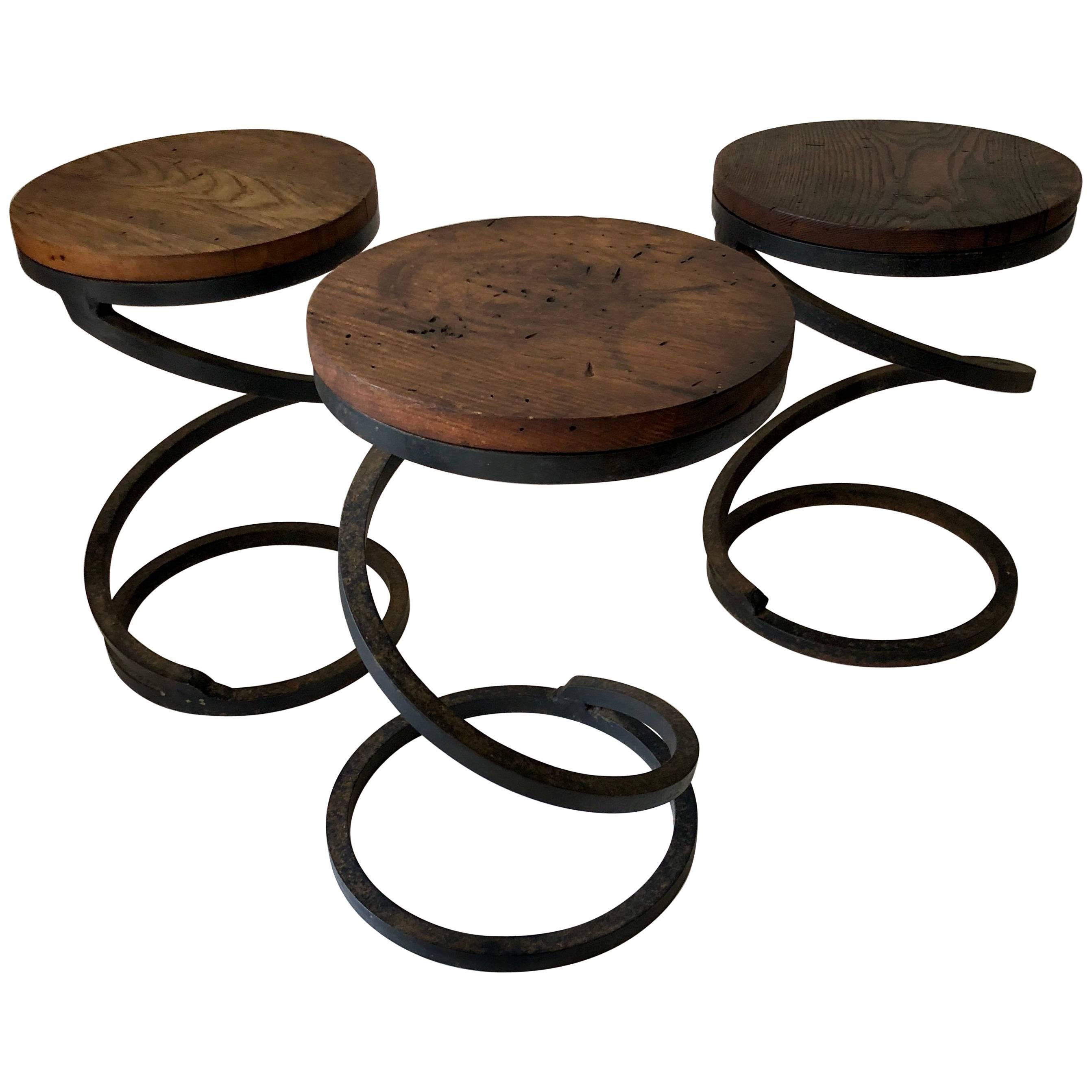 Set von drei Vintage-Tischen mit „Spring“-Muster im Angebot