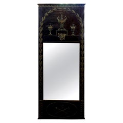 French Empire Style Ebonised and Painted Mirror