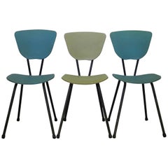 Three Midcentury Chairs French, circa 1950 Metal