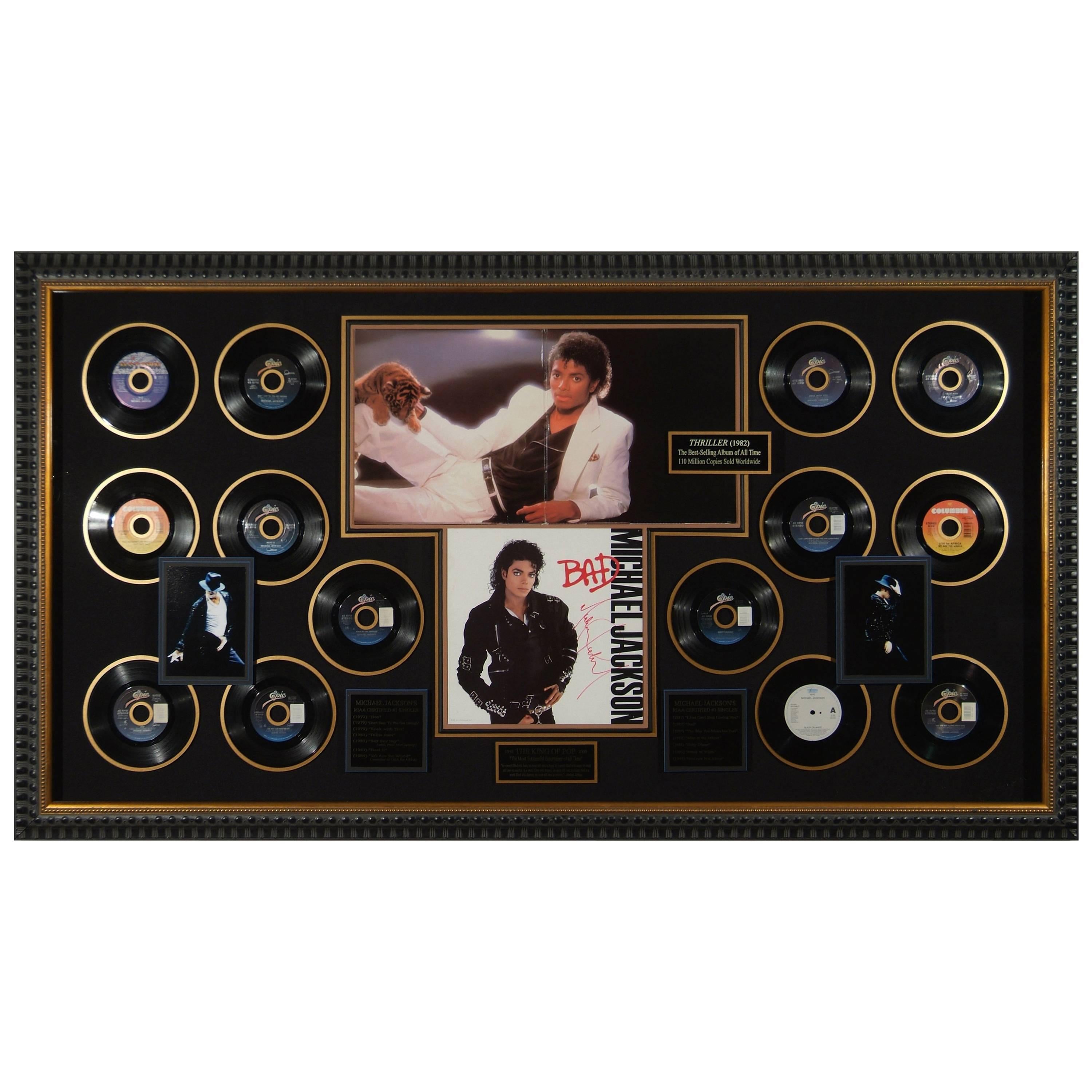 Sensational Michael Jackson Autographed 'Bad' Album Framed Memorabilia Display For Sale