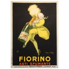 Antique French Art Deco Sparkling Wine Poster ‘Fiorino Asti Spumante’ by d'Ylen, 1922