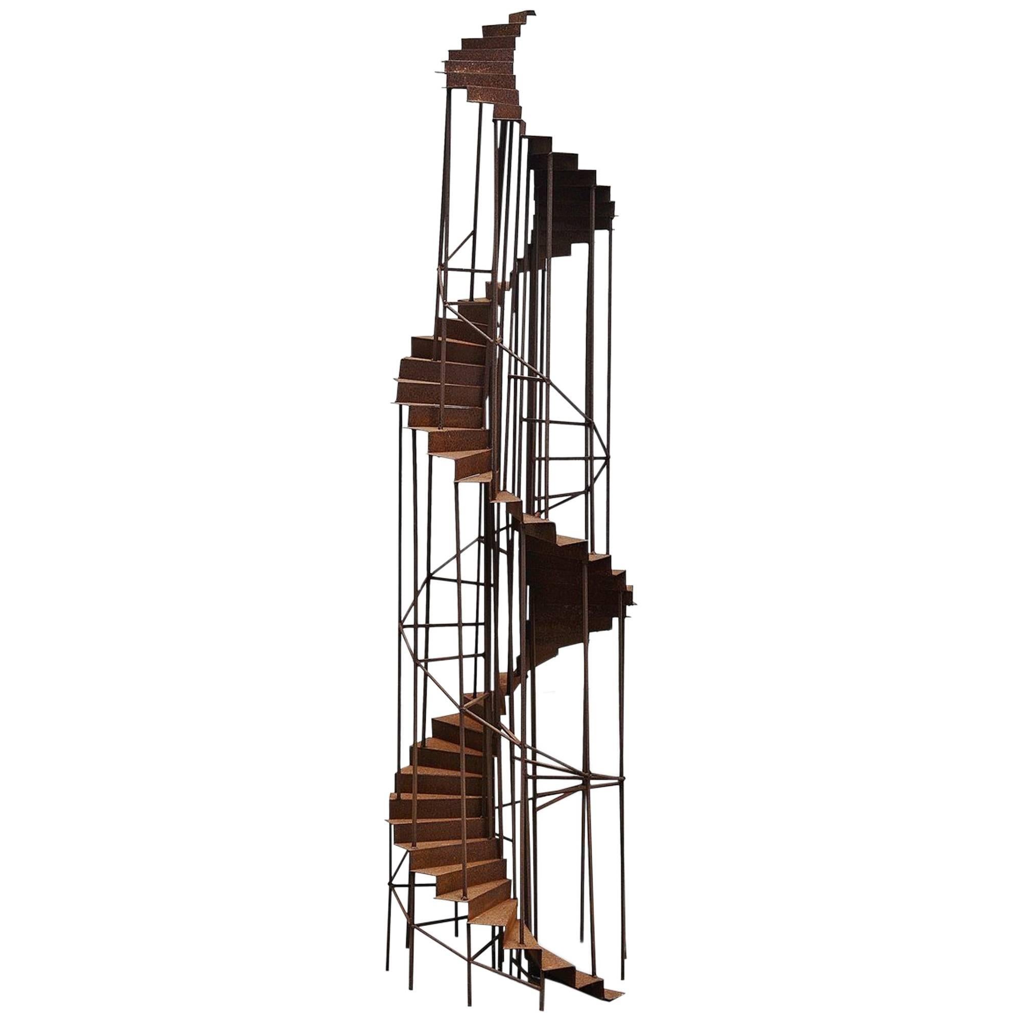 thumbnail image 2 of Small Harvard Library Steps 3D Wood Model Sculpture Mahogany French Distressed 2 of 6