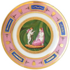Antique French Empire Porcelain Plate Old Paris Venus and Amour, circa 1820