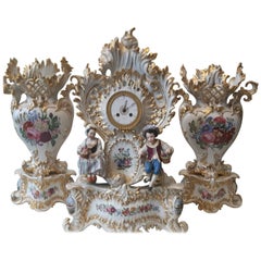 Antique Fine 19th Century Clock Set Garniture by Jacob Petit