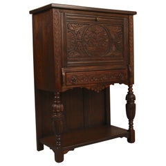Carved Walnut Cabinet/ Writing Desk from the Angelus Furniture Co, circa 1920s