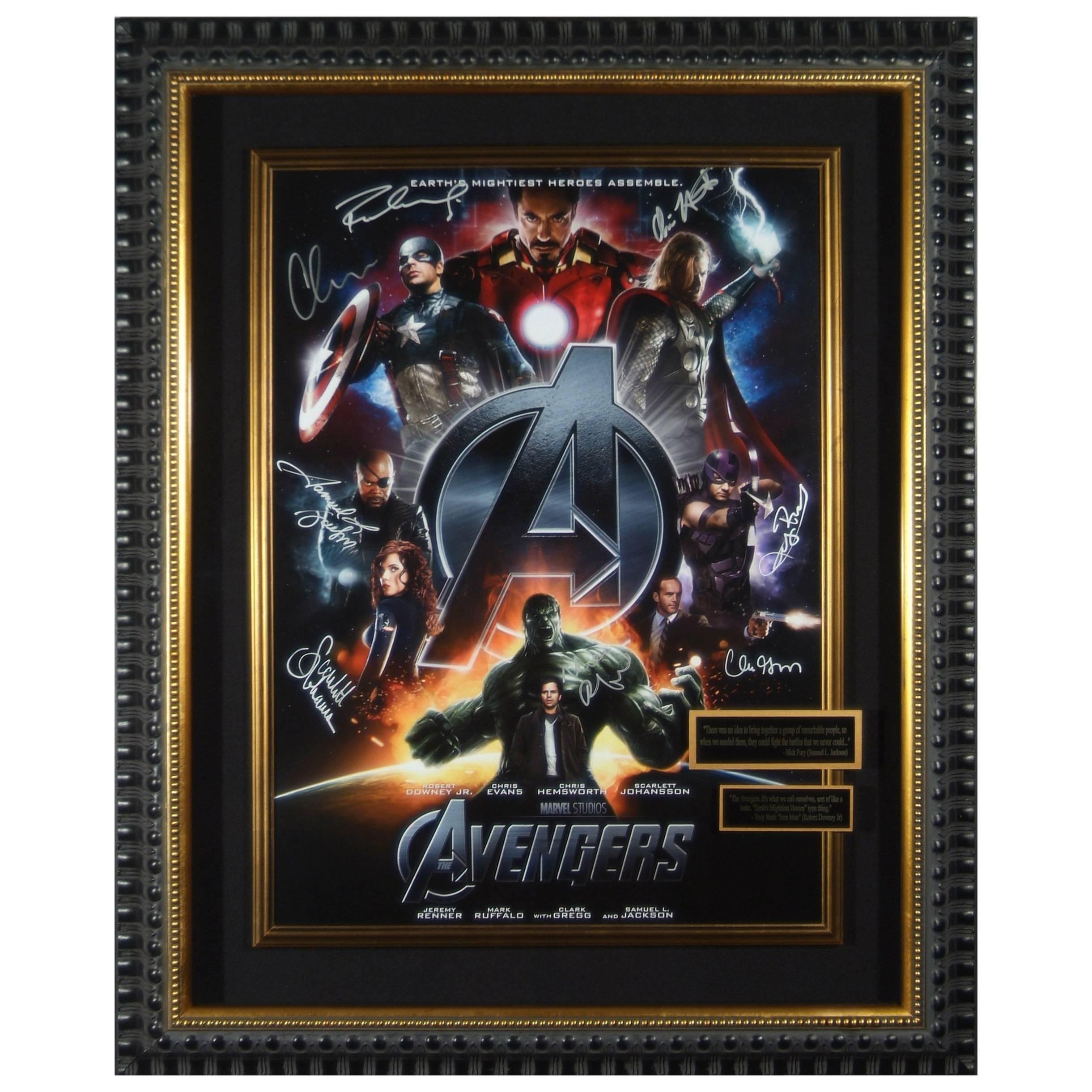 Marvel Avengers Complete Cast Autographed Poster Framed Memorabilia Display For Sale