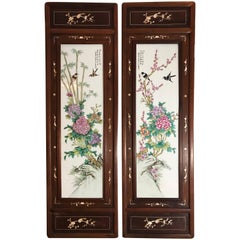 Antique Pair of Chinese Republic Liu Yucen Signed Porcelain Painted Plaques, 1928