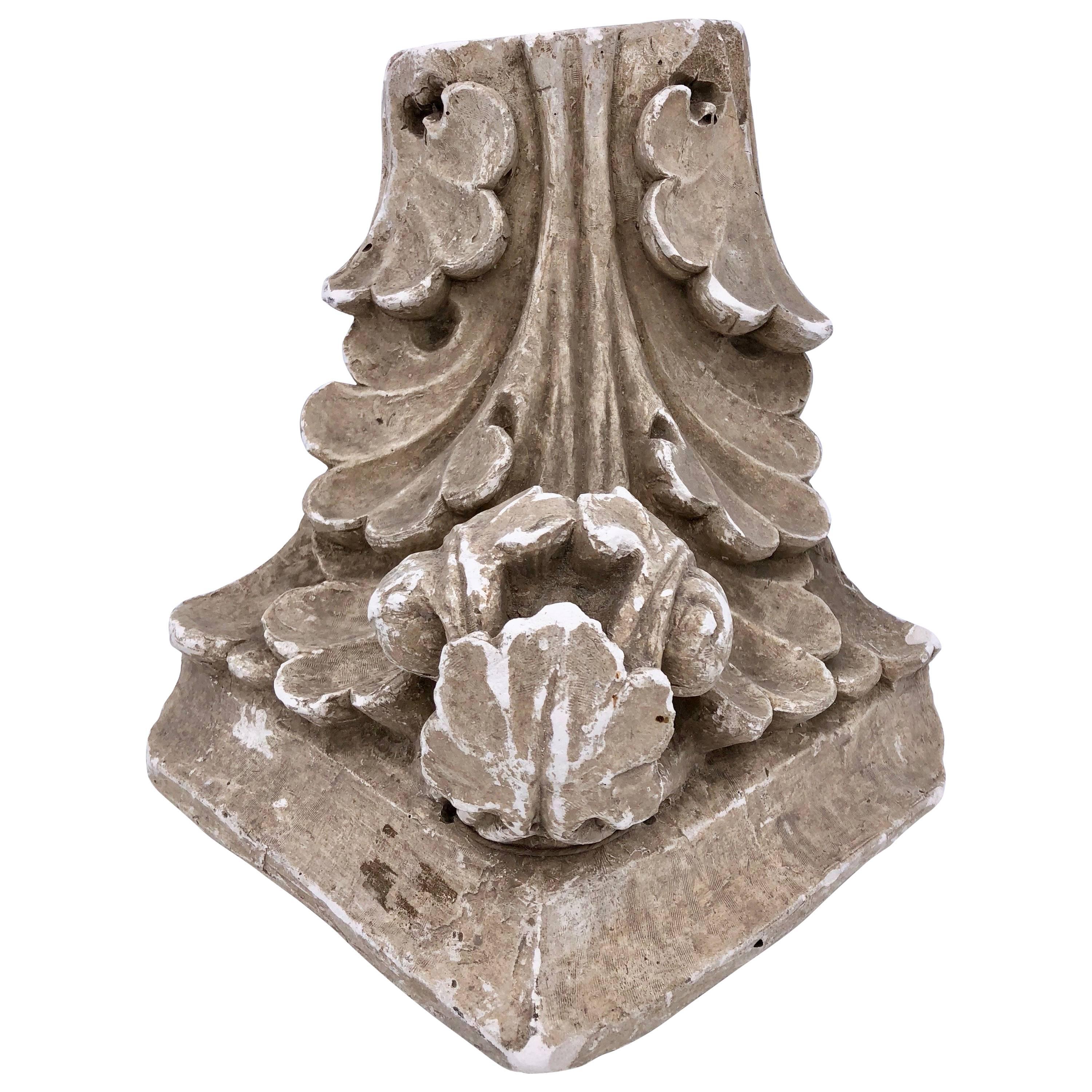 French Parisian Plaster Corner Corinthian Style Wall Sconce, Early 1900s For Sale