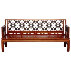 Chinese Carved Rosewood Daybed or Bench