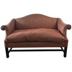 Small Scale Chippendale Style Mahogany Camelback Sofa Loveseat