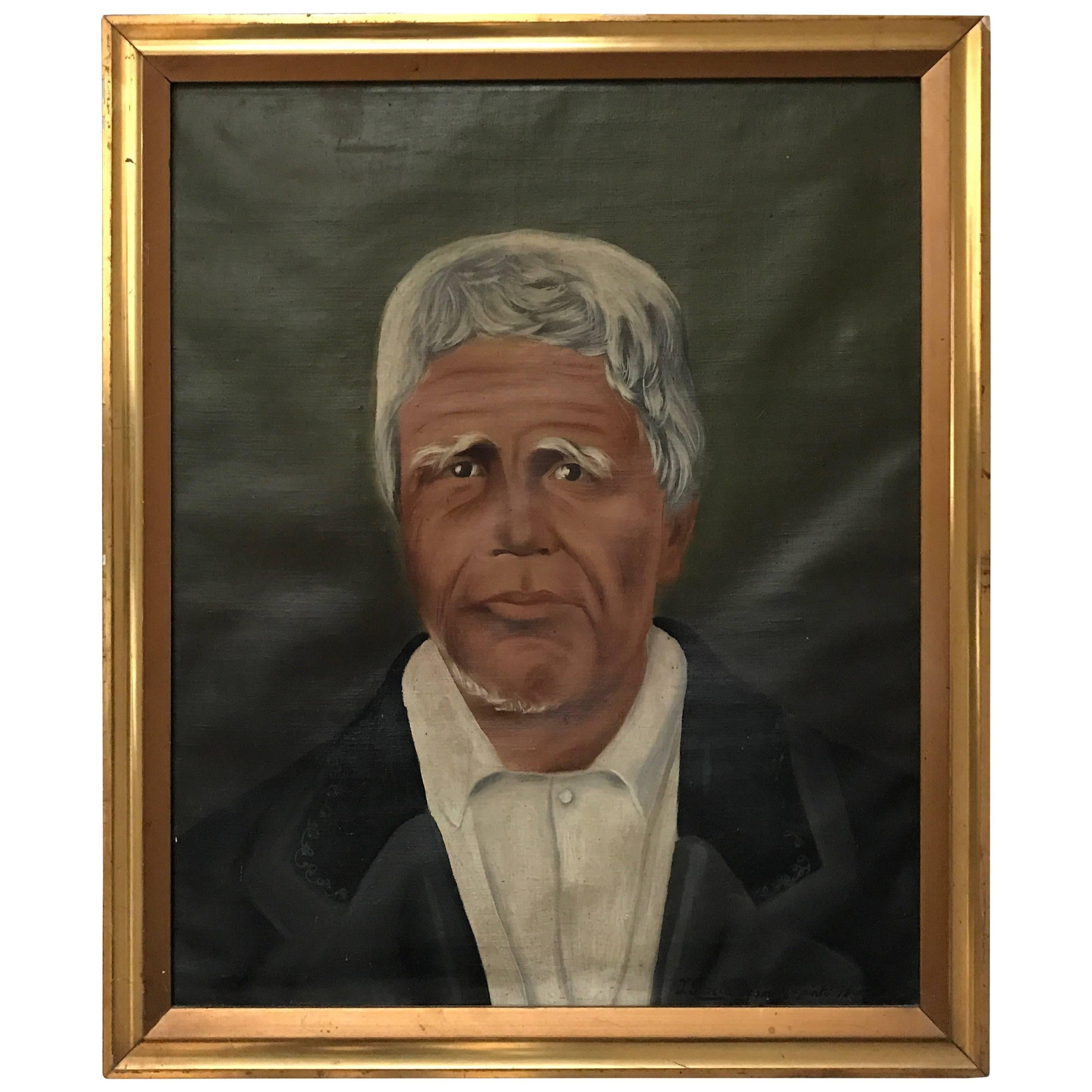 19th Century Naive Portrait of a Gentleman For Sale