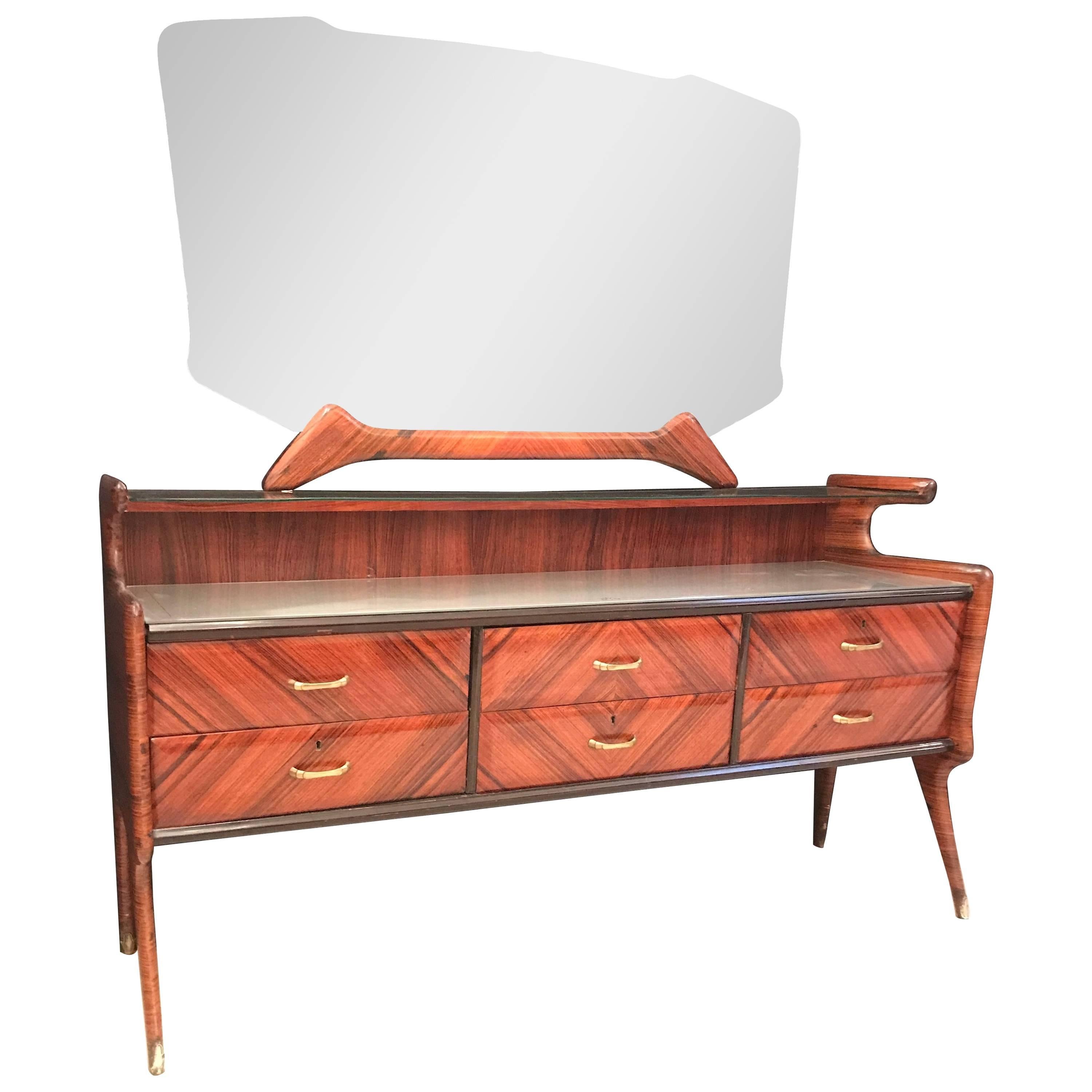 Elegant Italian Midcentury Dresser with Mirror 