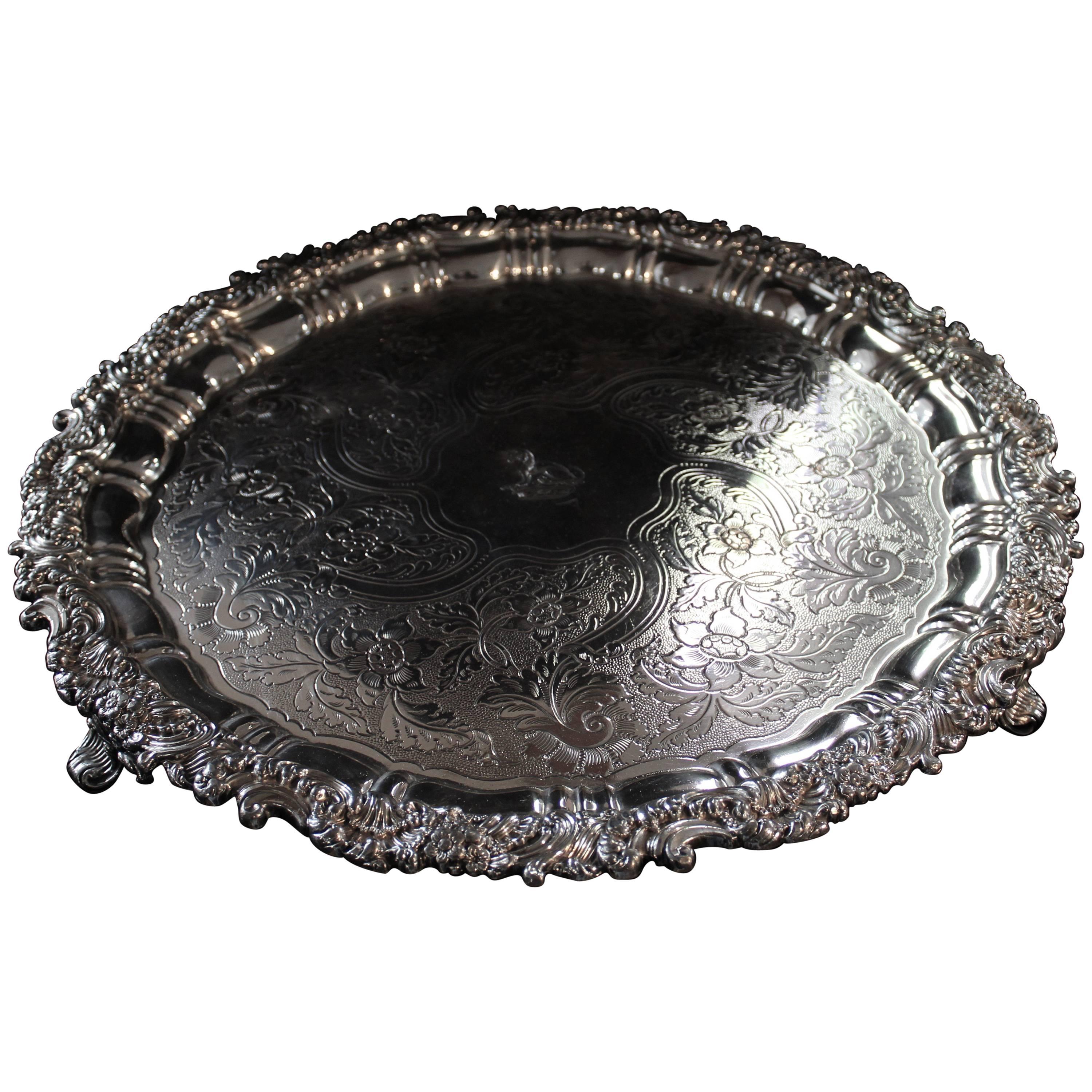 Sheffield Silver Plated Crested Salver Early 19th Century