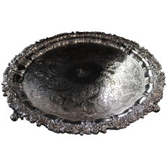 Antique Sheffield Silver Plated Crested Salver Early 19th Century