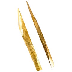 Karen Chekerdjian Paper Cut, Letter Opener, Gold-Plated Brass with Box