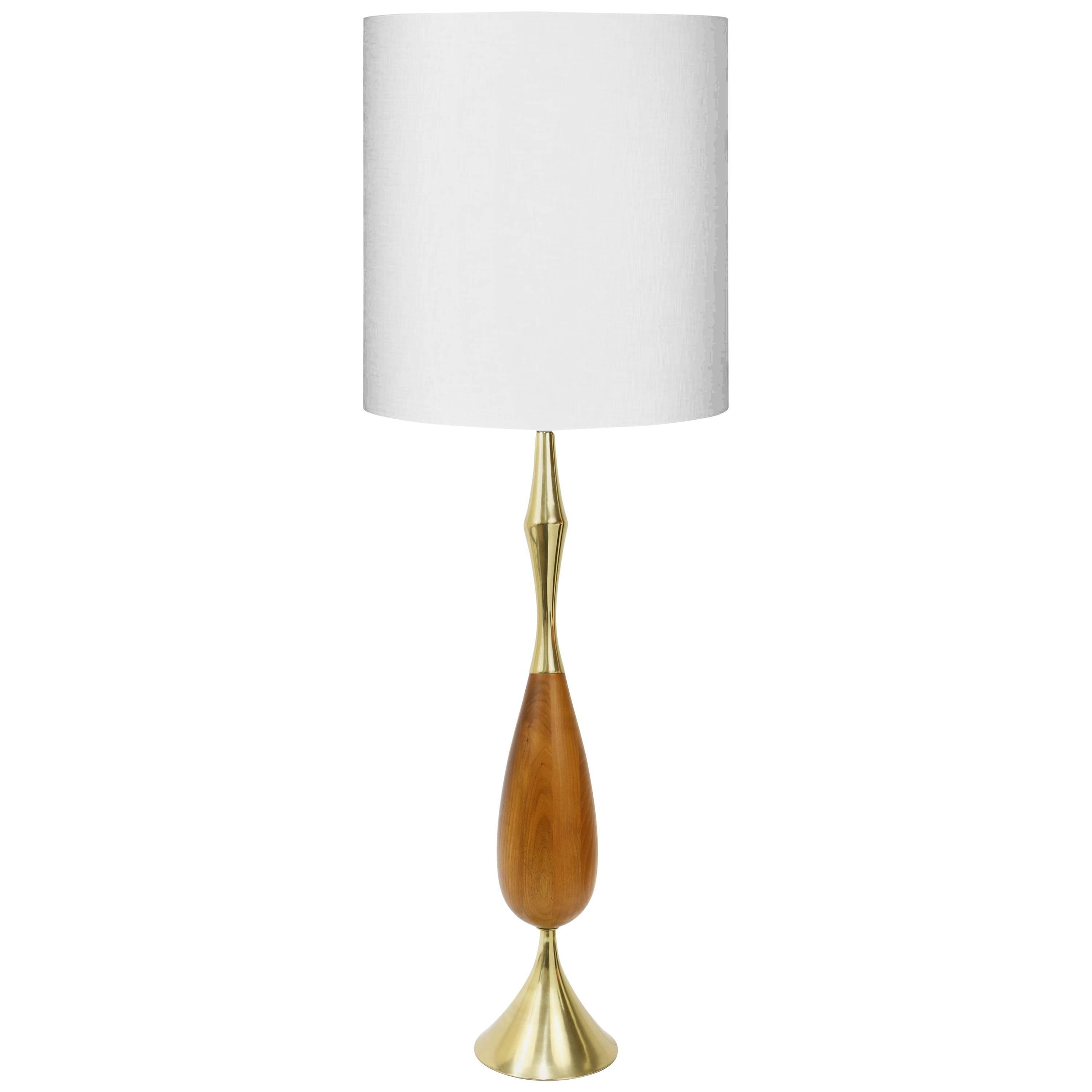 Monumental Laurel Brass and Walnut Table Lamp For Sale