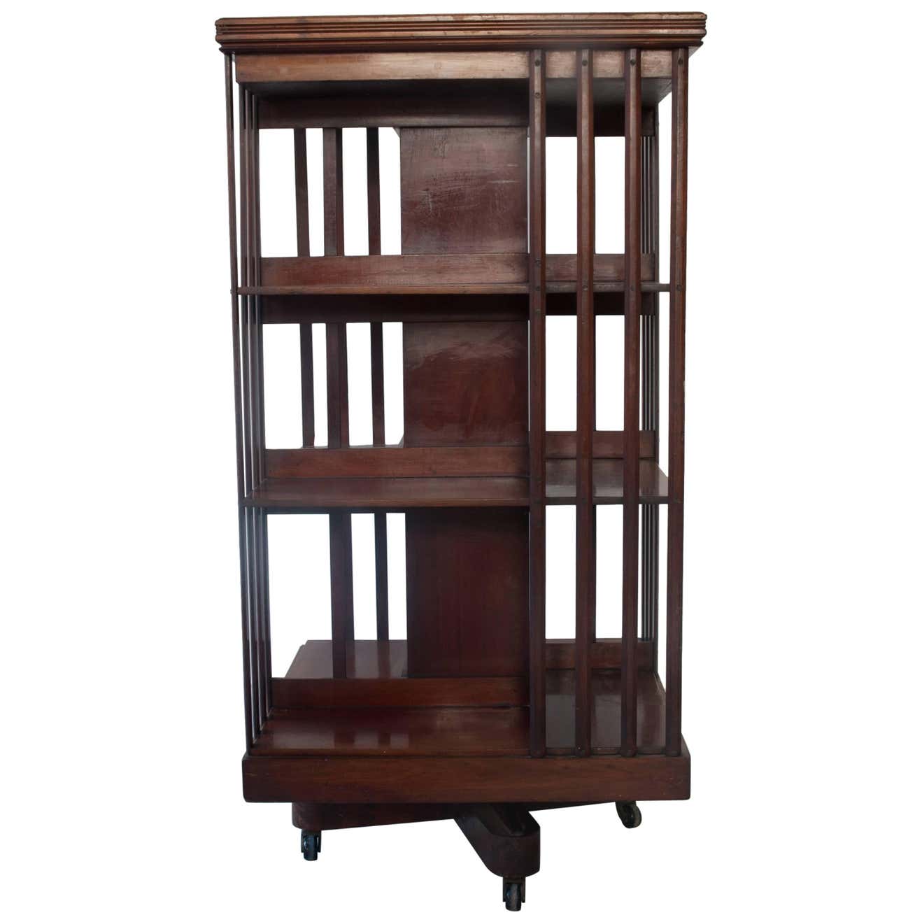 Victorian Mahogany Revolving Library Bookshelf at 1stDibs