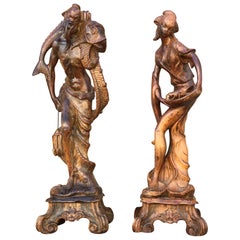 Vintage Chinoiserie Homme et Femme Statuaire de Palm Springs Celebrity Estate