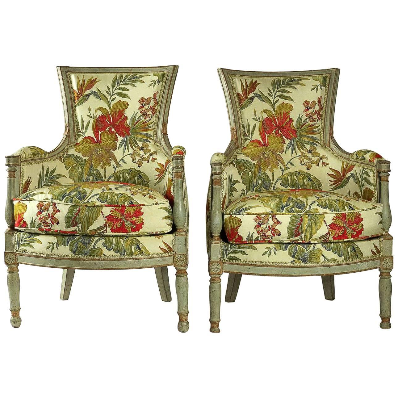 French Directoire Period Pair of Bergeres, circa 1798
