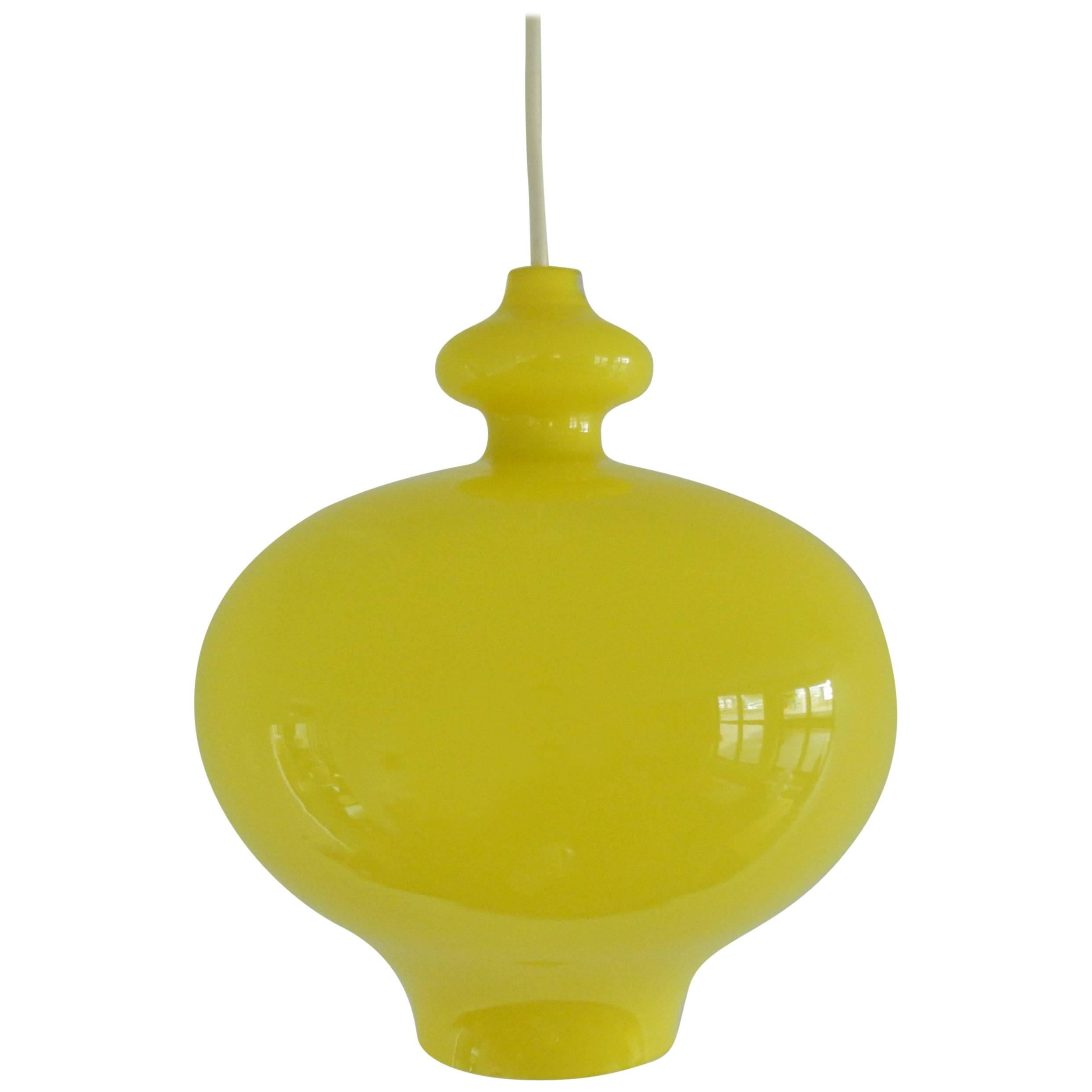 Yellow Glass Pendant Lamp by Hans Agne Jakobsson, Made in Sweden, 1960s