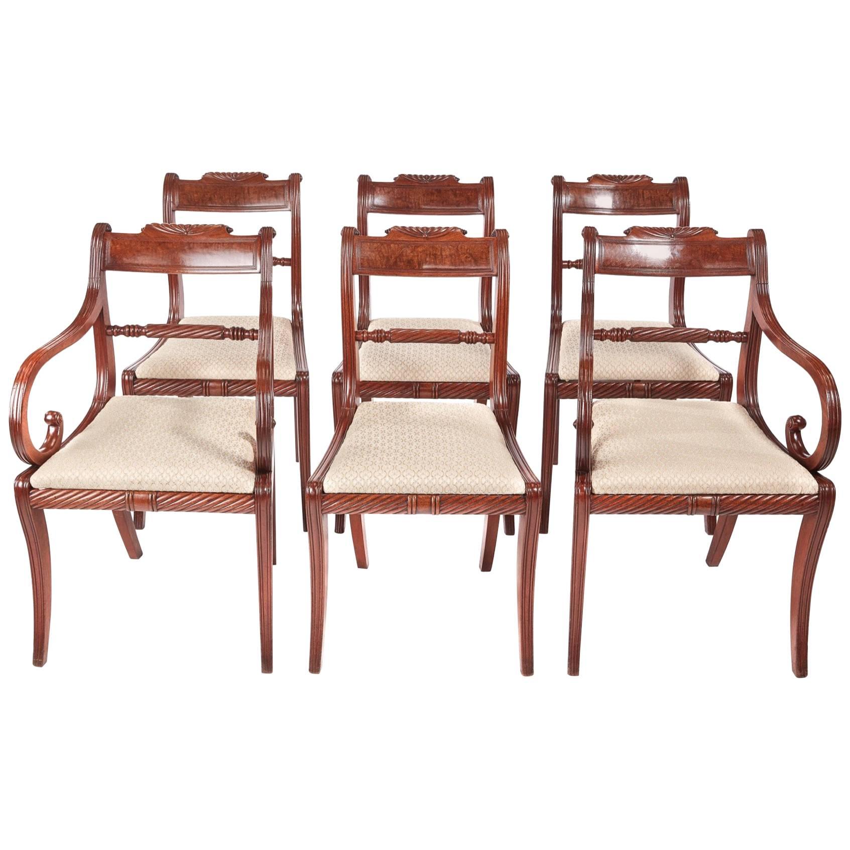 Fine Set of Six Antique Regency Mahogany Dining Chairs