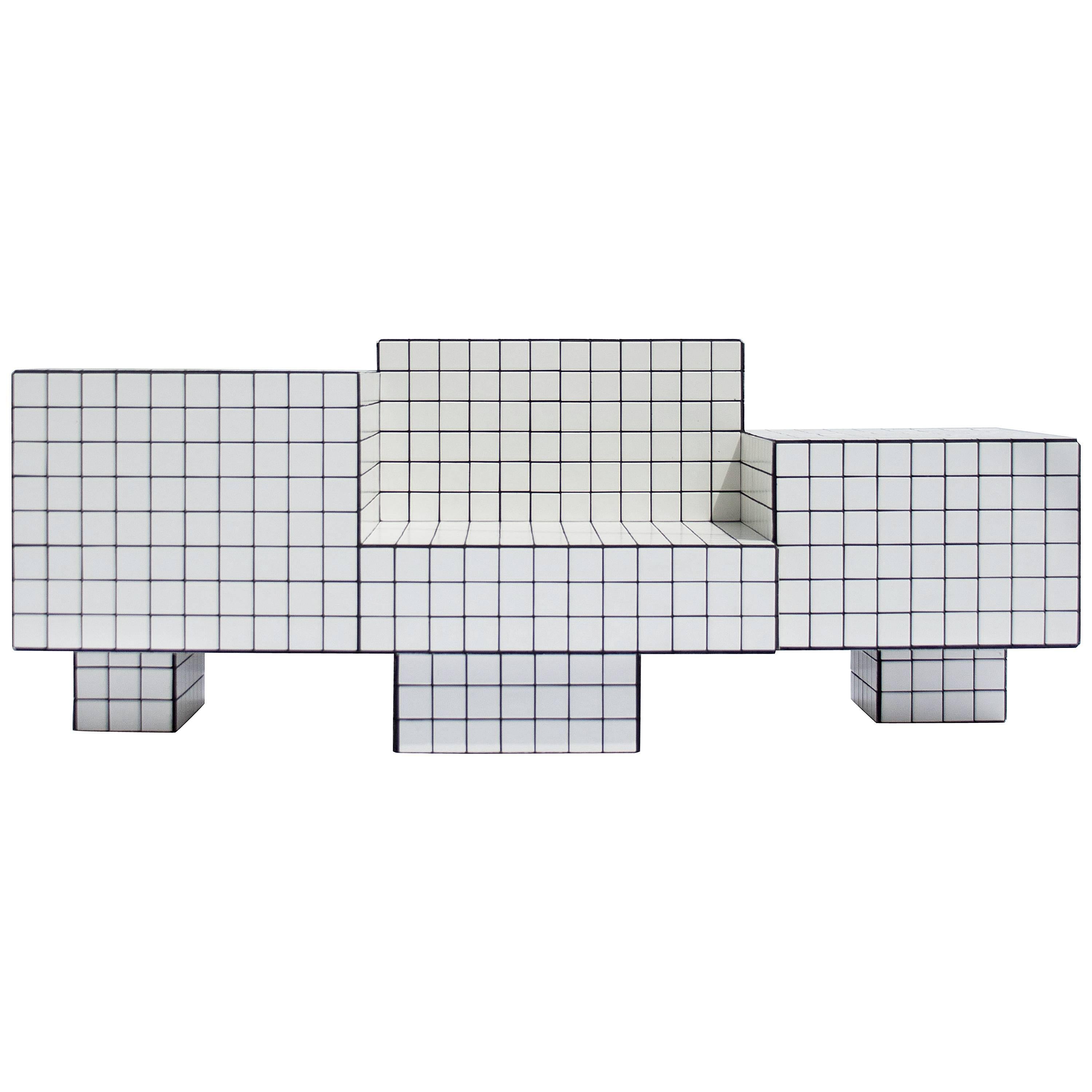 Contemporary TS I Limited Edition Lounge Seat with Tiles, Wood and Black Grout For Sale
