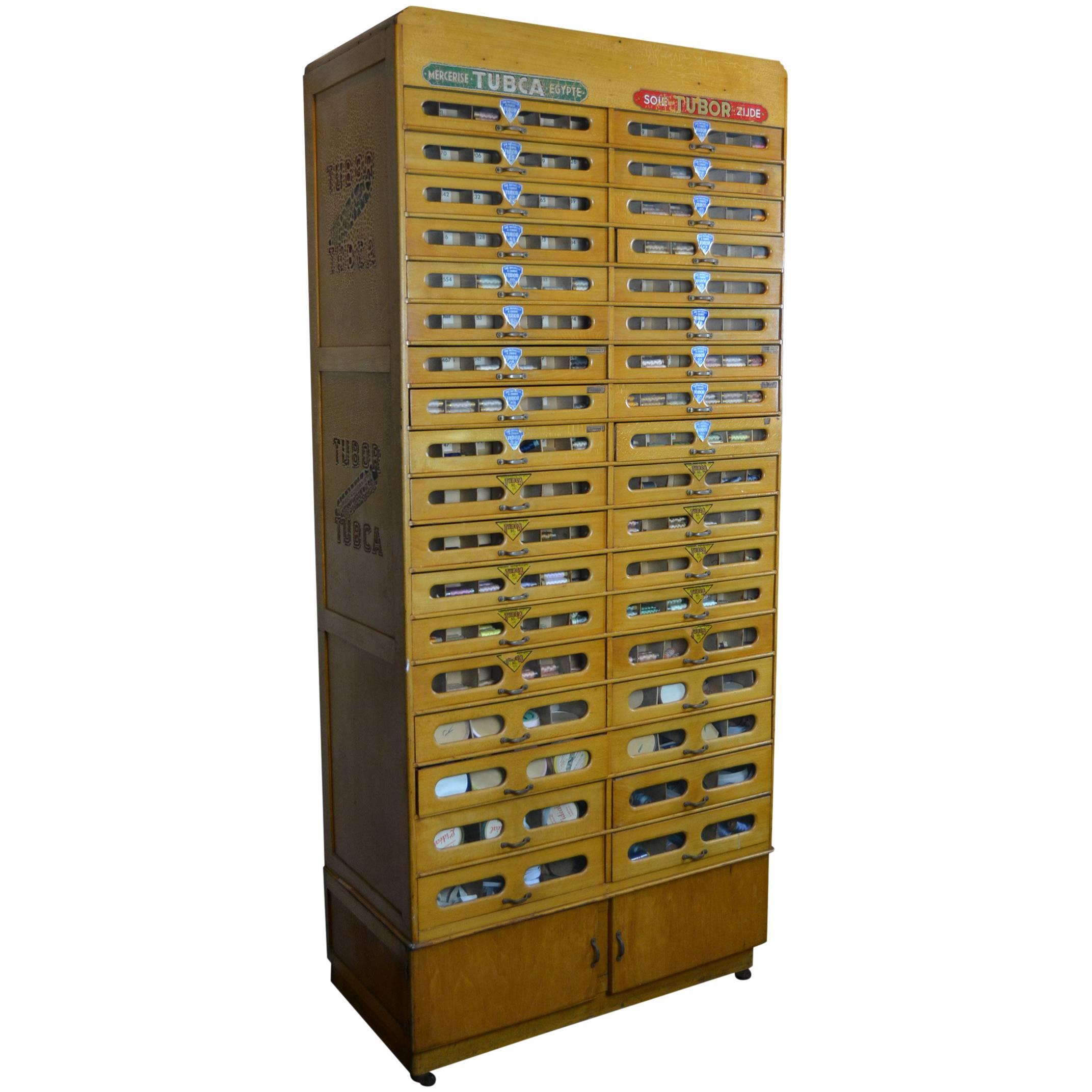 1950s Filled Haberdashery Cabinet Tubor, Tubca with 36 Drawers