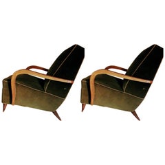 Two Chairs Velvet e Wood, Guglielmo Urlich, 1950