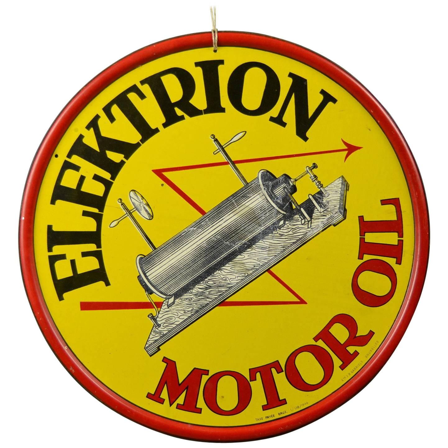 1946 Tin Advertising Sign for Elektrion Motor Oil 