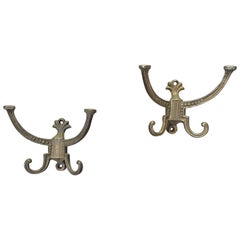 Antique Pair of Victorian Hallstand or Coat Rack Hooks, Dated 1878 and Marked