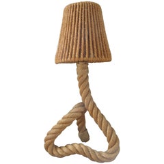 Midcentury Rope Table Desk Lamp Audoux and Minet, France, 1960s