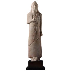 Ancient Cypriot Limestone Male Worshipper Statue, 600 BC