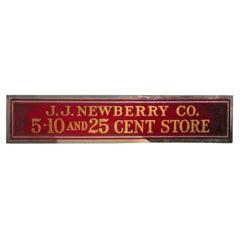 Used Early JJ Newberry Dept Store 5-10 & 25 Cent Sign Gilt Reverse Glass 1920