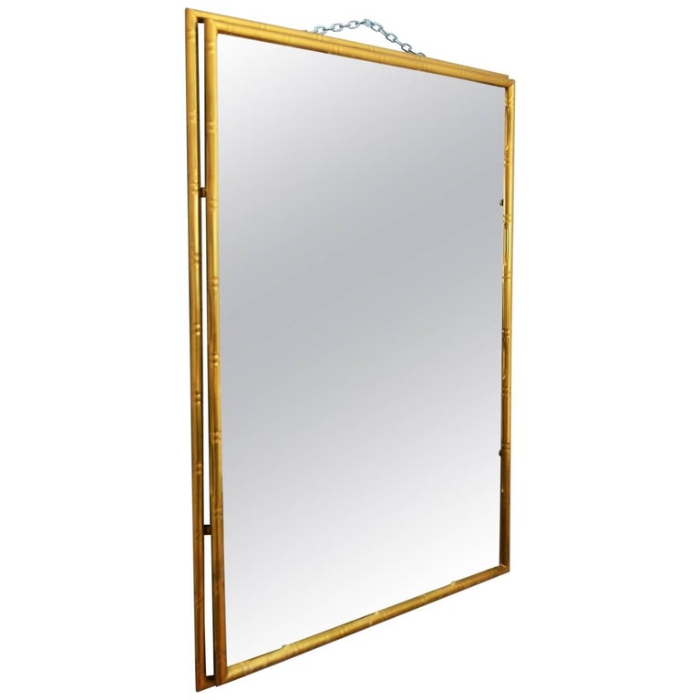 Faux Bamboo brass and cut glass wall mirror, 1960s at 1stDibs