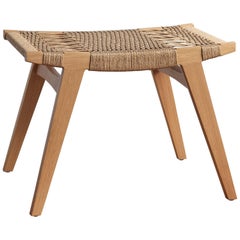 Tabouret pi Contemporary, structure en Oak Nature, assise en corde danoise naturelle